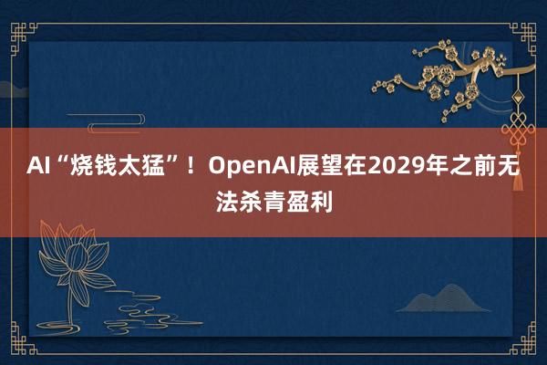 AI“烧钱太猛”！OpenAI展望在2029年之前无法杀青盈利