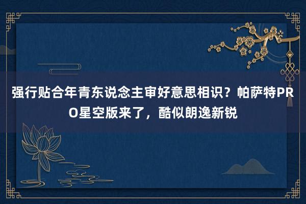 强行贴合年青东说念主审好意思相识？帕萨特PRO星空版来了，酷似朗逸新锐