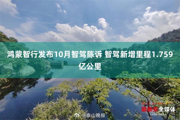 鸿蒙智行发布10月智驾陈诉 智驾新增里程1.759亿公里