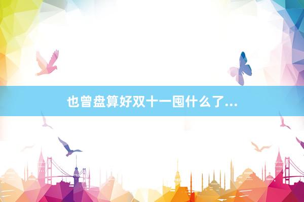 也曾盘算好双十一囤什么了...
